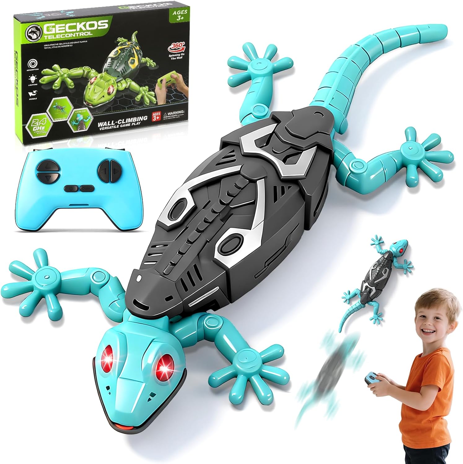 Detalle de MONKROY Wandkletternder Gecko: Ferngesteuertes, wiederaufladbares Kletter-Spielzeug für Kinder ab 3–8 Jahren