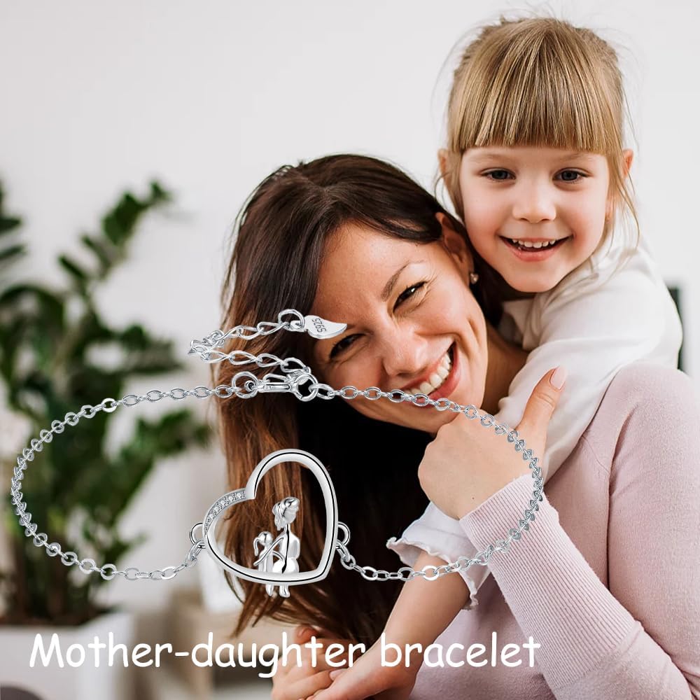 Detalle de Bracelet pendentif cœur en argent sterling 925 Yinsen, réglable (17 + 4 cm)