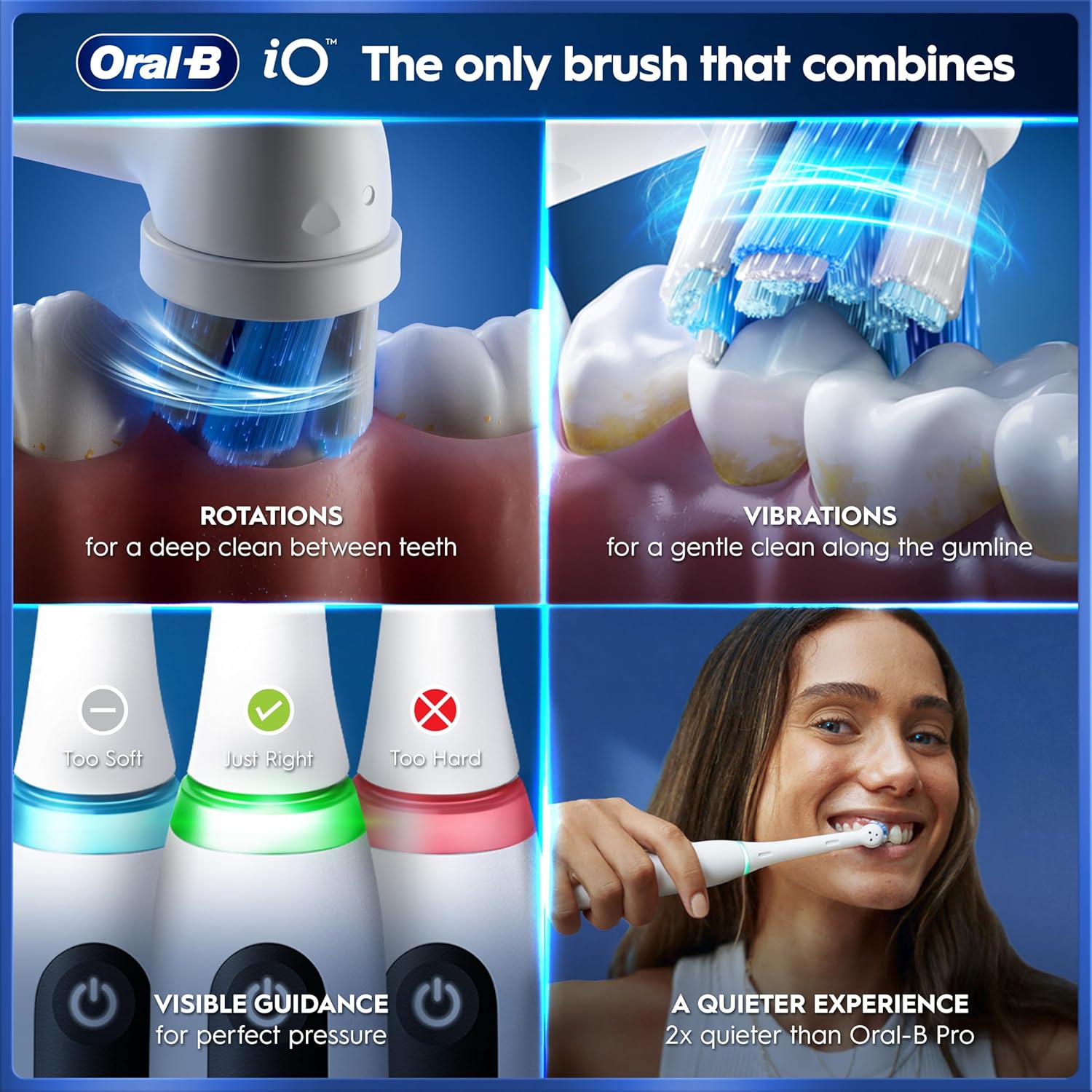 Thumbnail 3 de Oral-B iO5 electric toothbrush for adults (2 modes heads, travel case, 5 brushing modes) – White