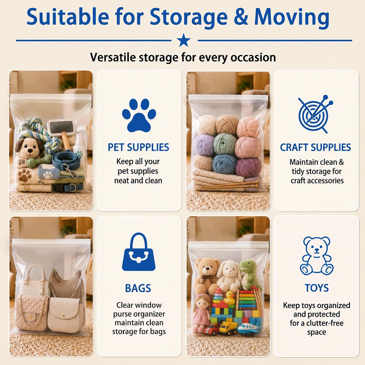 Detalle 2 de Storage Master SM-5GL-20 5-Gallon Zippered Storage Bags, Clear 2-Mil PE, 20-Pack