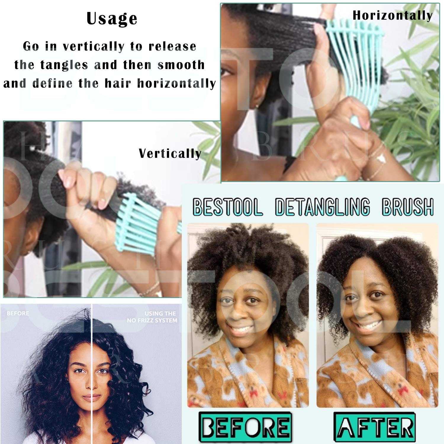 Detalle 1 de BESTOOL Haarbürste für Locken, 3a–4c