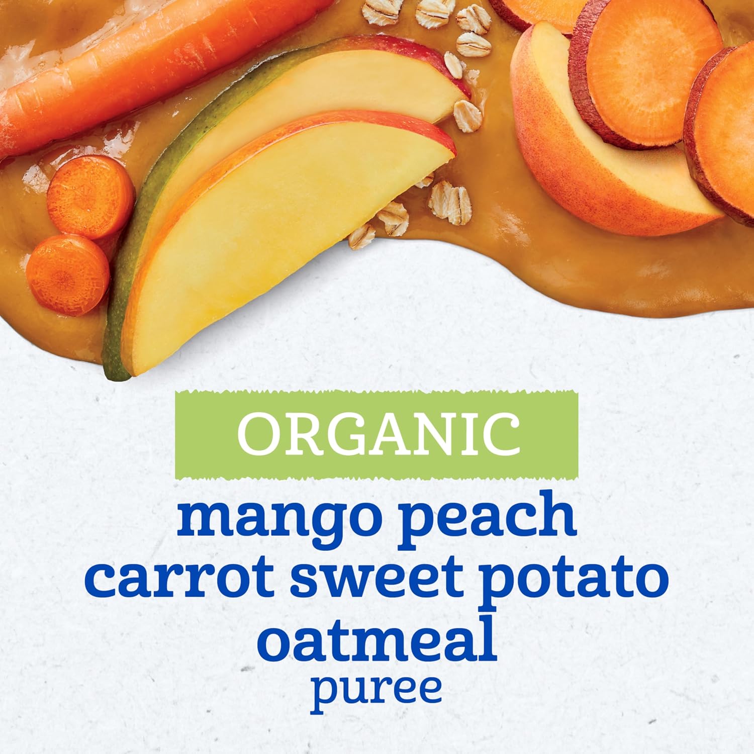 Detalle 2 de Gerber Organic Mango Peach Sweet Potato Oat Pouches, 3.5 oz, 12-Pack