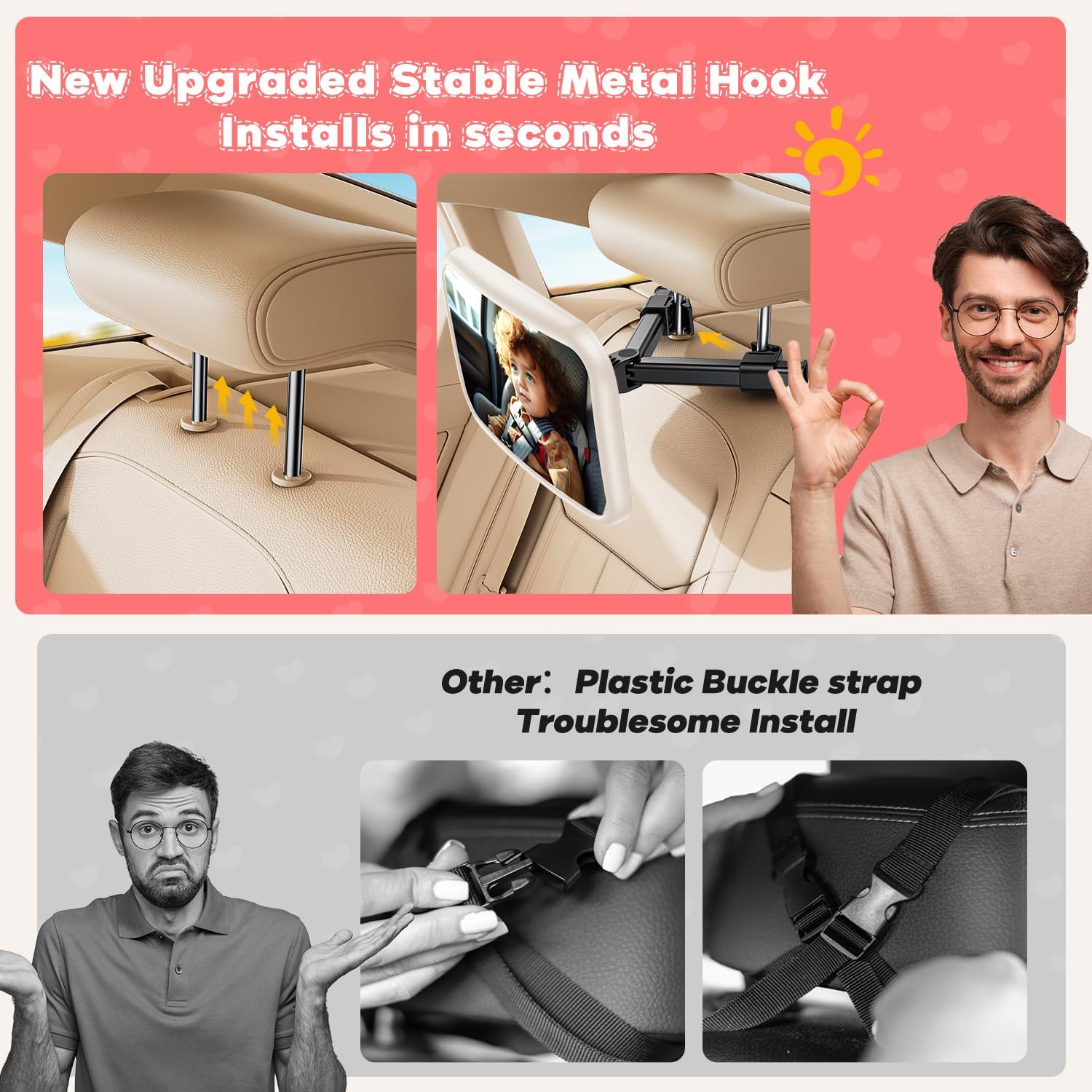 Thumbnail 5 de Mirrorsafe Baby Car Mirror for Rear-Facing Car Seats (White) – 360° Rotation, Shatterproof View