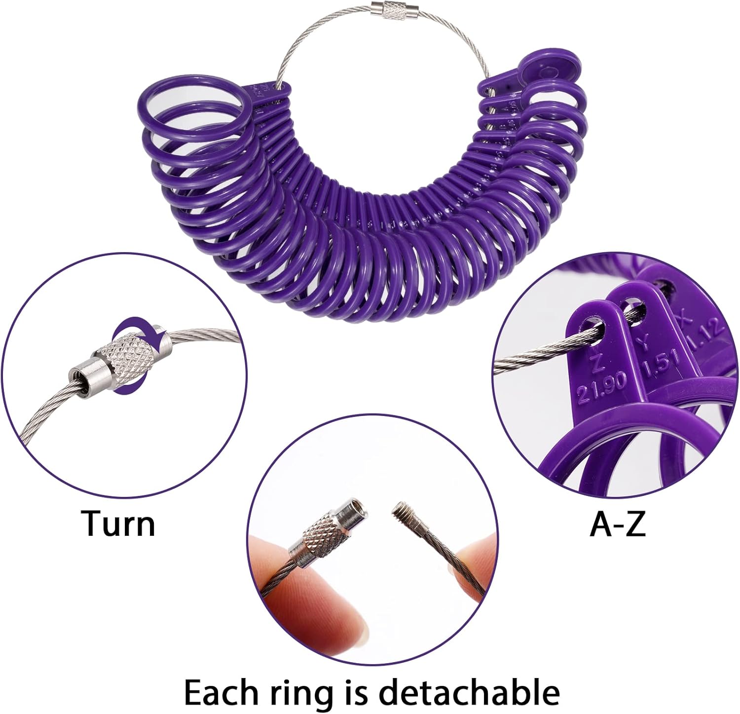 Detalle de DoGeek Ring Sizer: metal steel ring measurement scales for UK sizes A-Z