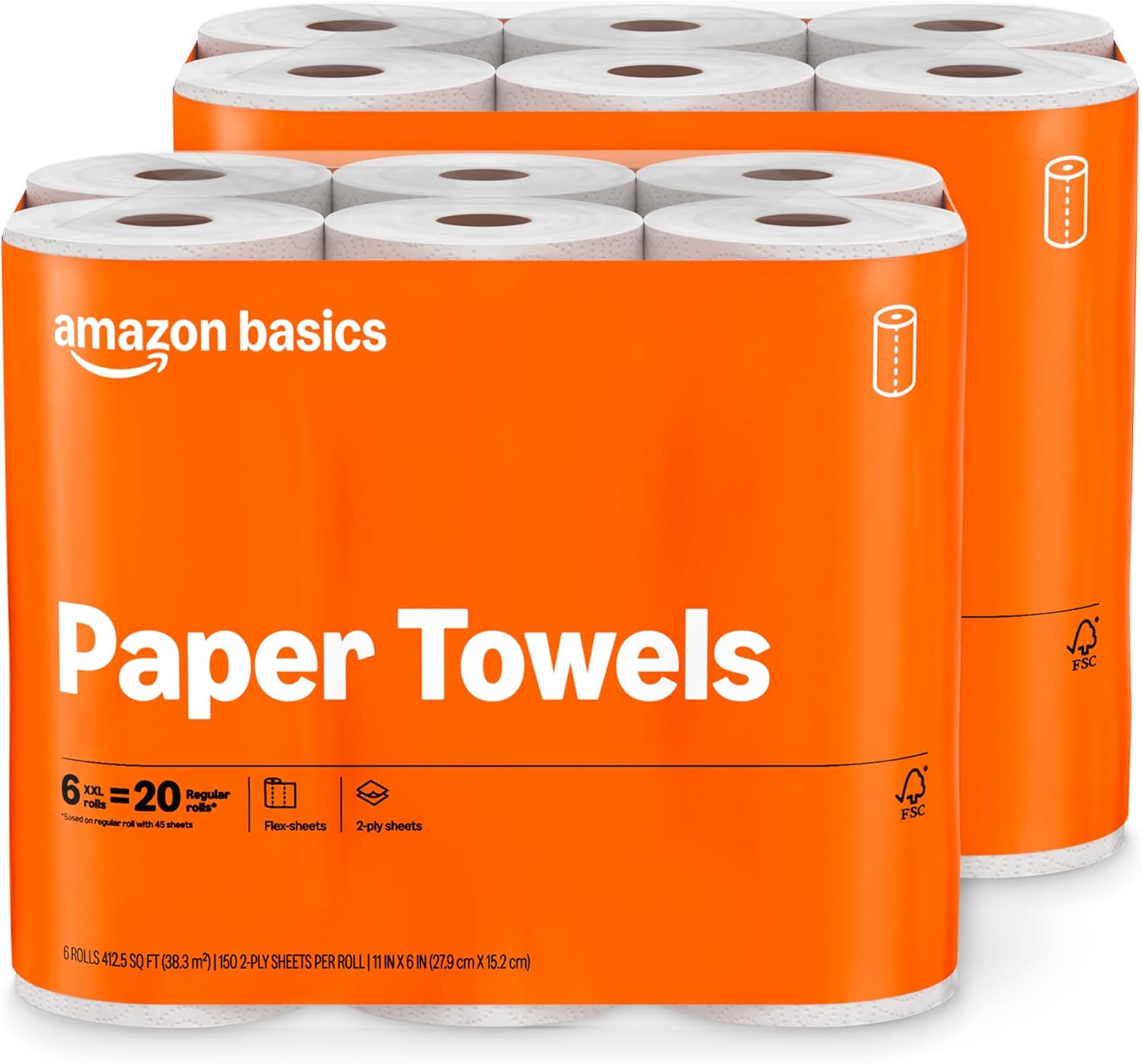Amazon Basics Paper Towels 2-Ply, 12 Rolls
