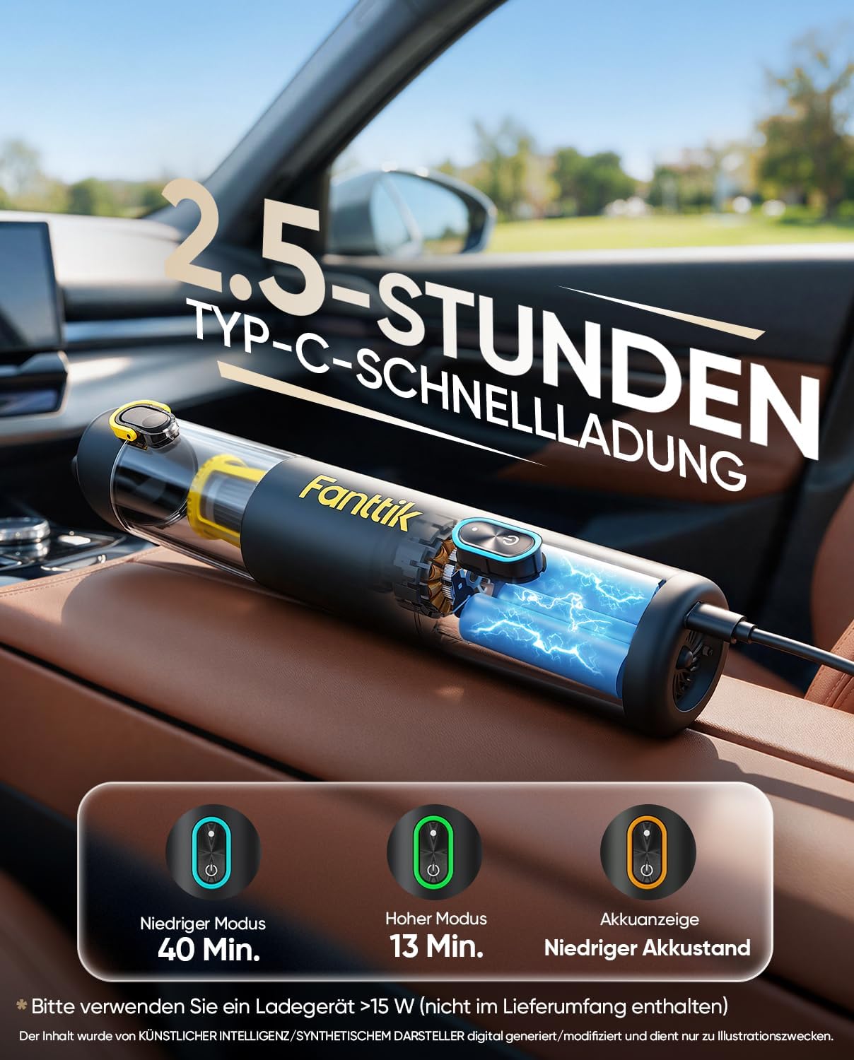 Detalle 2 de Fanttik Slim V8 Apex Akku-Autostaubsauger 19.000 Pa