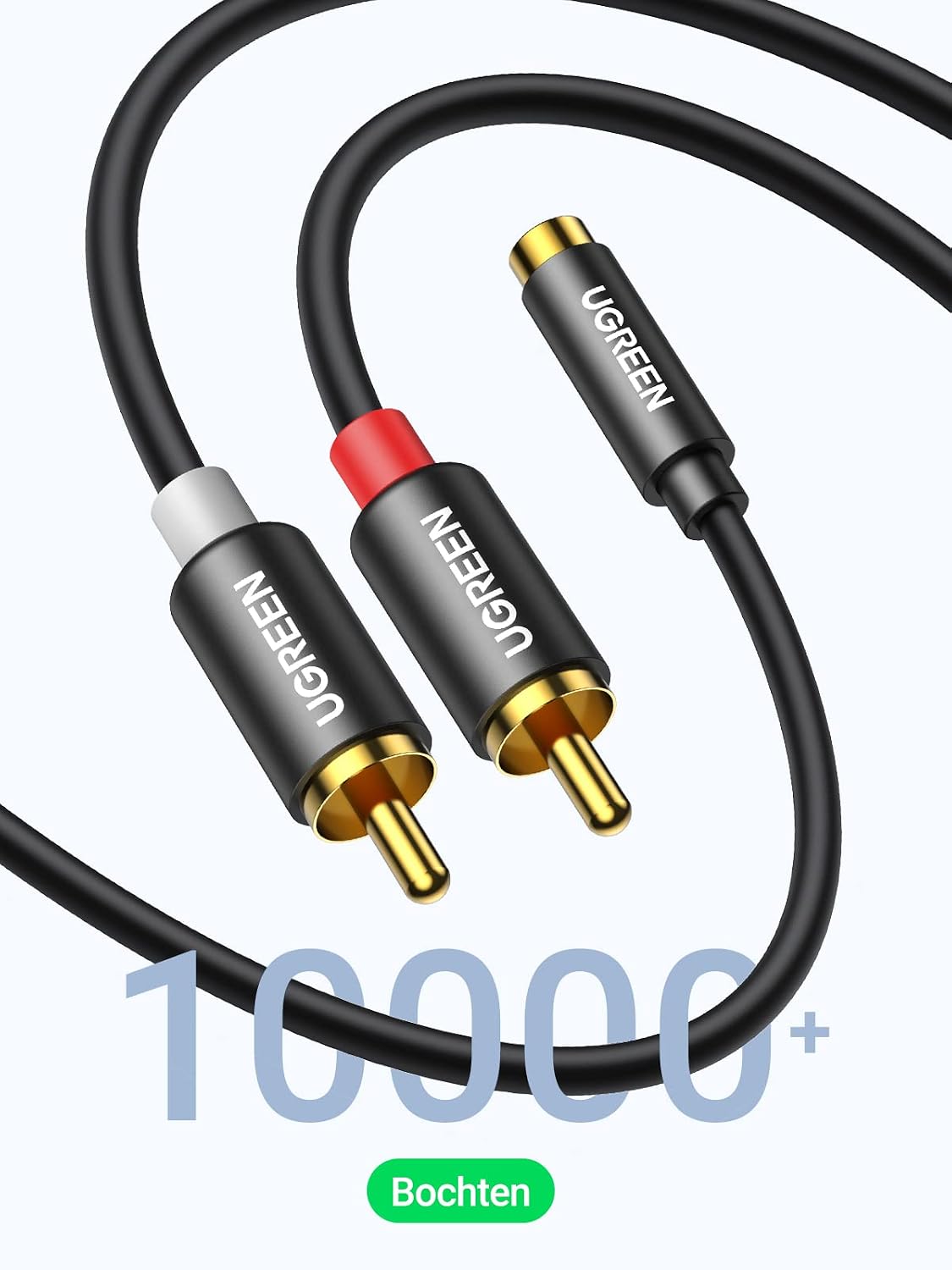 Thumbnail 5 de UGREEN 3,5mm-jackadapter naar 2 RCA-cinchstekkers, 25 cm, metalen behuizing