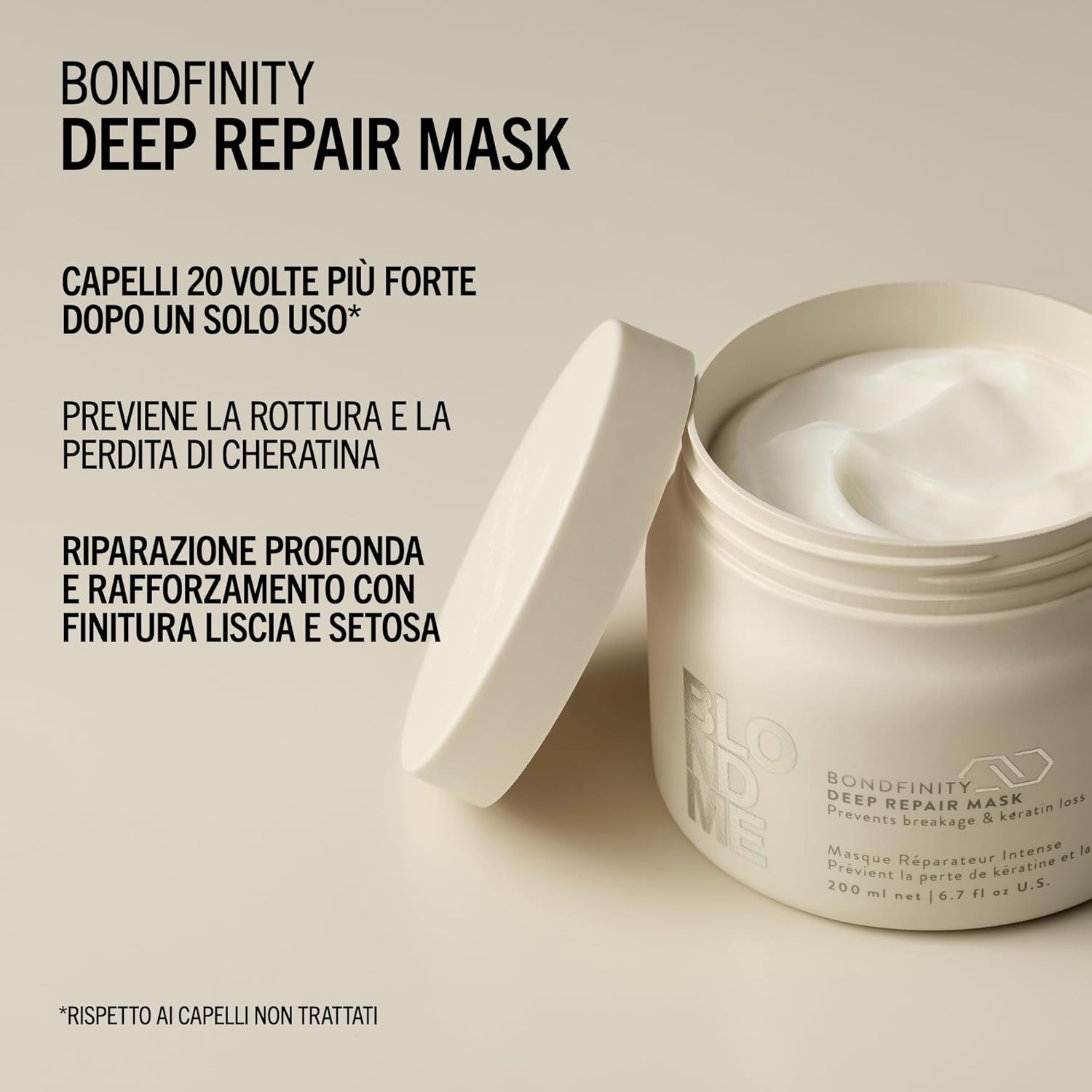 Detalle de Schwarzkopf Professional BLONDME Bondfinity Deep Repair Mask – Maschera Riparatrice Profonda per Capelli Biondi 200ml