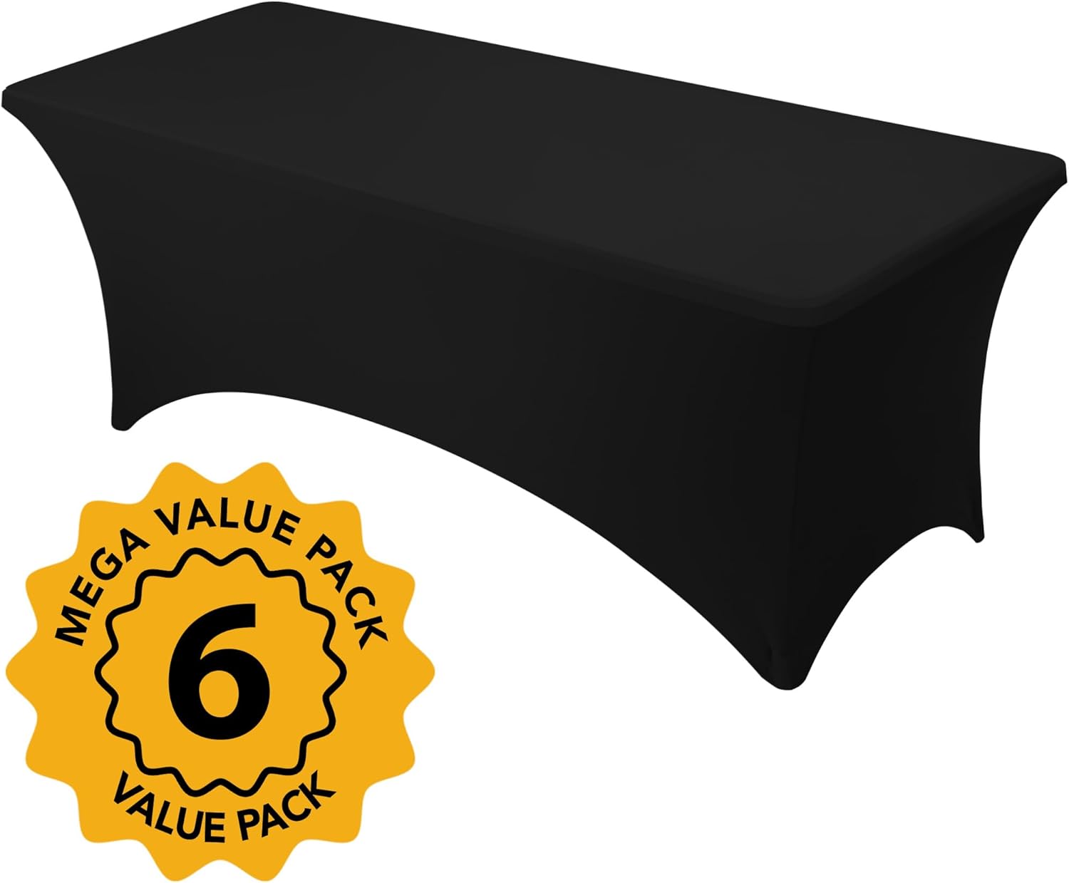 Thumbnail 1 de Dailyset Black Spandex Tablecloths 8ft 6-Pack