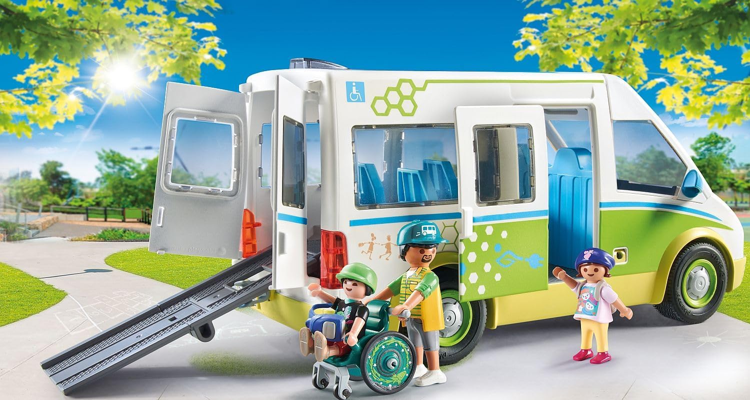 Detalle de PLAYMOBIL City Life 71329 Schulbus – Großer Schulbus mit Rampe, Platz für 5 Figuren