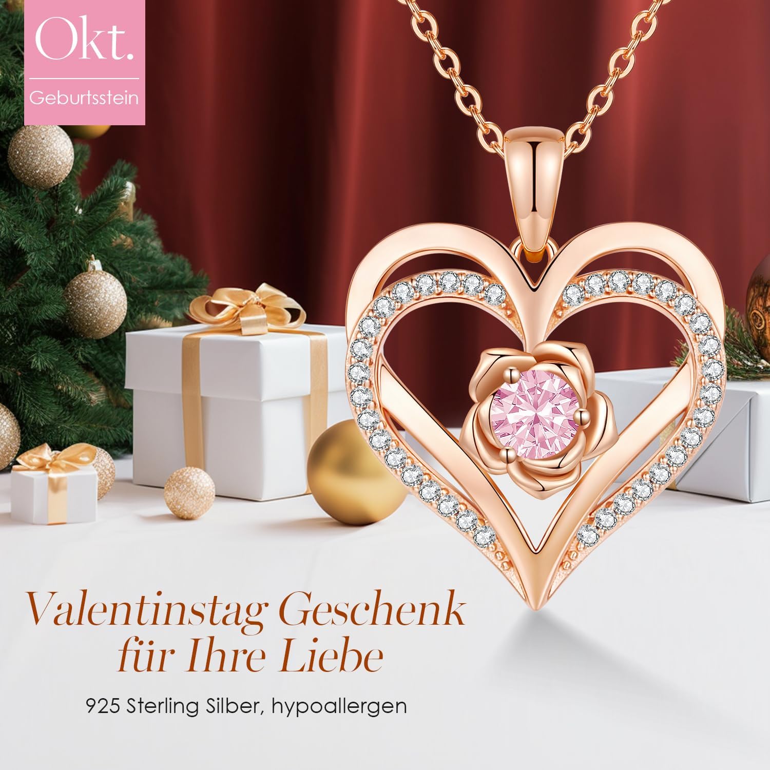 Thumbnail 2 de CDE Kette Damen Roségold Herz 45+5 cm