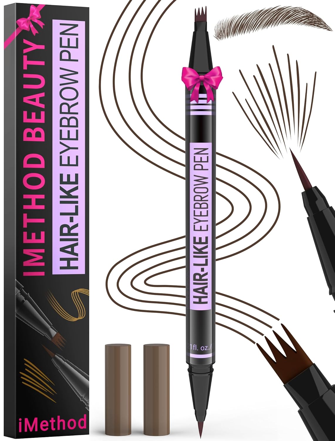 Detalle de iMethod Eyebrow Pen 2-in-1 Magic Brow Pencil (Dark Brown) with 4-Fork Tip + Precise Brush Tip