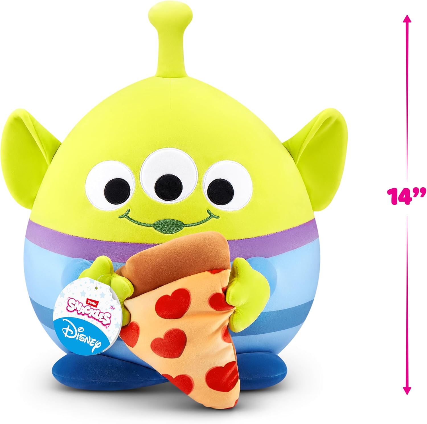 Detalle 2 de Snackles Disney 35 cm großes Plüschspielzeug von ZURU (Alien & Pizza) mit Snack-Accessoire