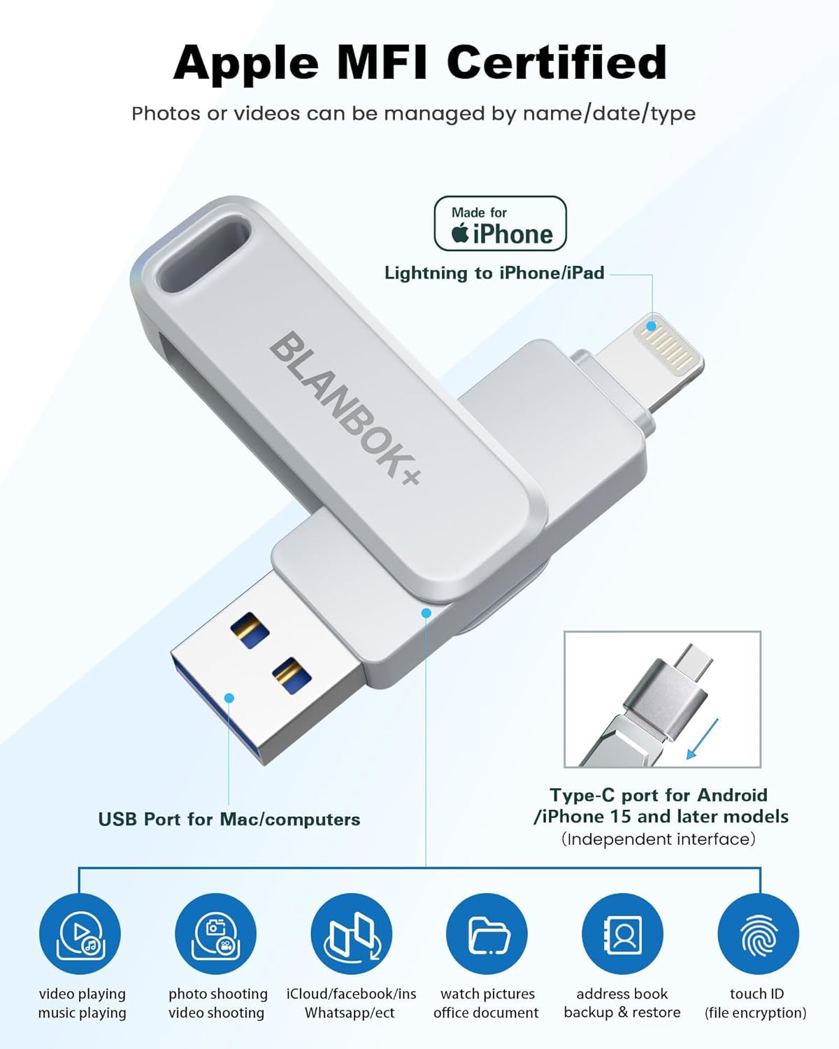 Thumbnail 1 de MFi Certified 256GB iPhone Flash Drive