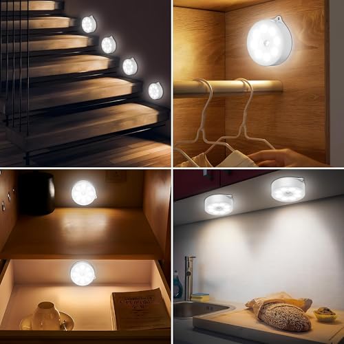 Detalle 2 de Lumière détecteur de mouvement intérieur sans fil (6 pièces, LED blanche froide) – daphomeu