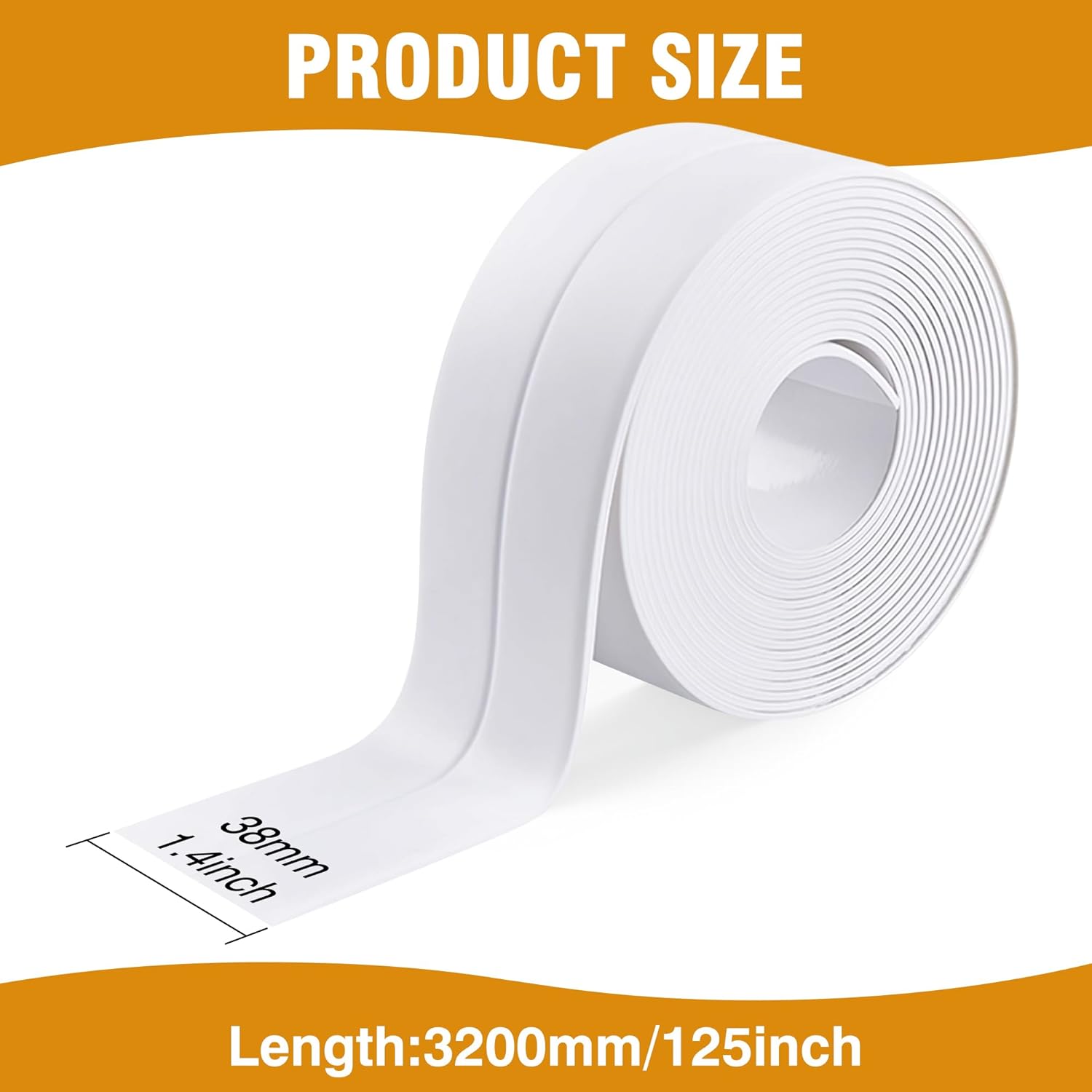 Thumbnail 2 de Bath Sealant Strip Self-Adhesive – White Silicone Sealant Tape (3 Pack) for Shower, Bath and Floor Edges