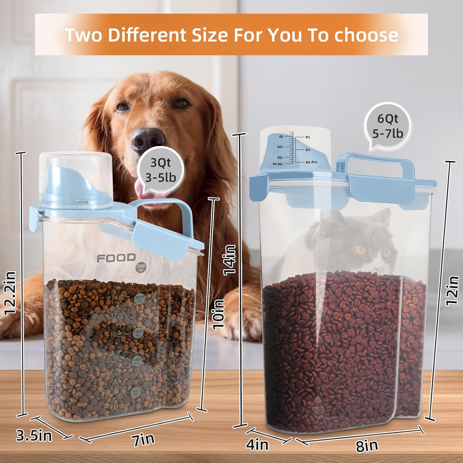 Detalle 2 de LEAWALK Small Cat & Dog Food Storage Container, 5-7Lbs 🐾