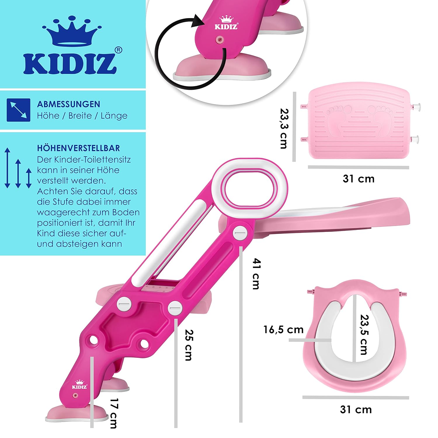 Thumbnail 6 de KIDIZ® Kinder-Toilettensitz Pink mit Treppe