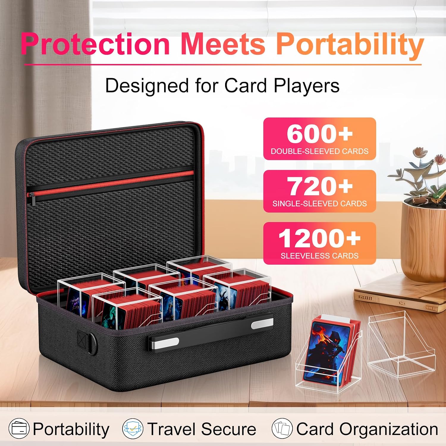 Thumbnail 2 de Proijeut Card Deck Box with Portable Case: 6-Pack Clear Acrylic Organizer for 600+ Double-Sleeved Cards