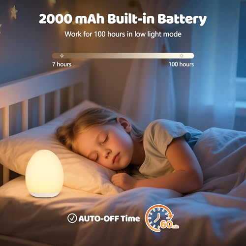 Detalle de MediAcous Night Light for Kids: 7 Colors Egg Light for Nursery
