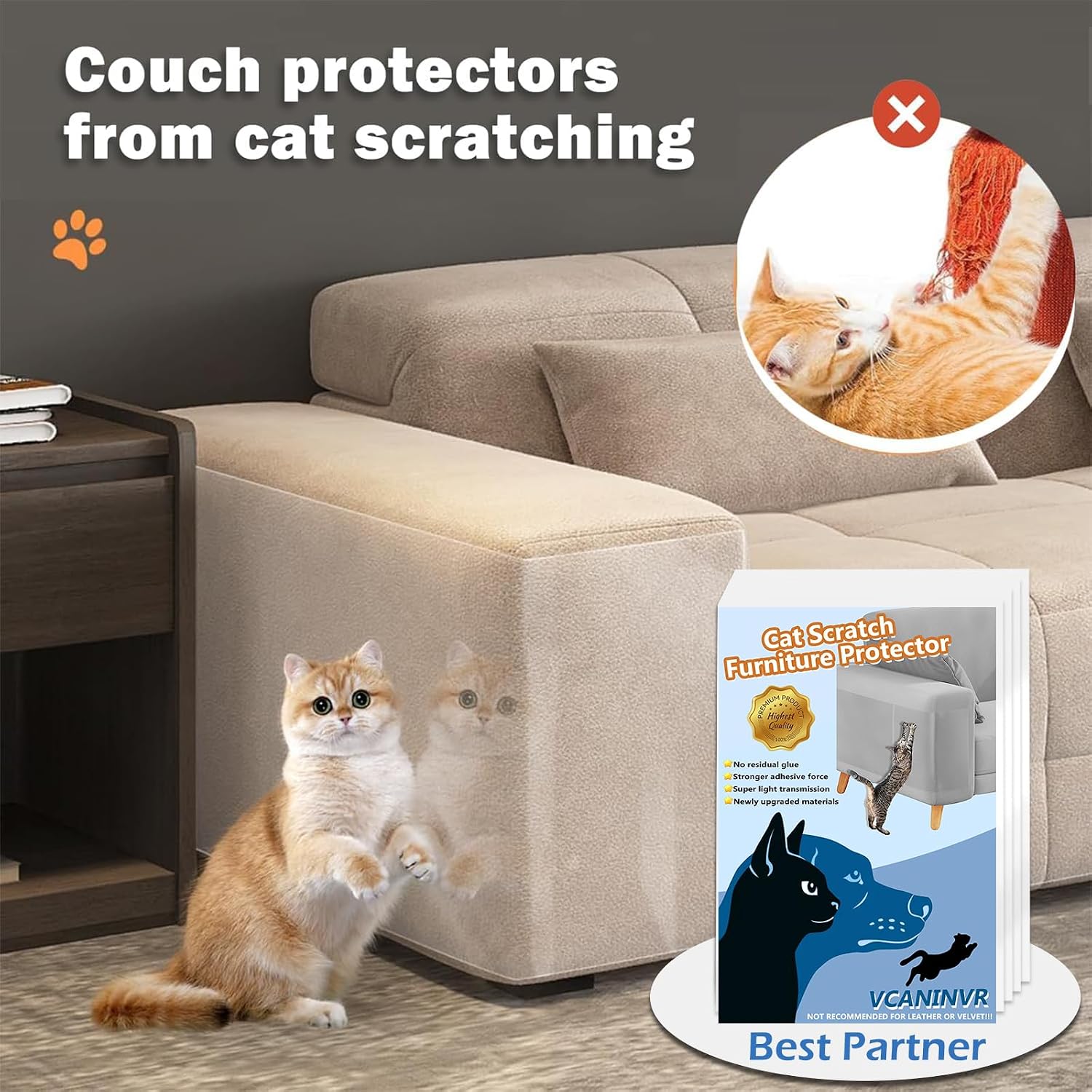Detalle 1 de Cat Scratch Furniture Protector 12 Pack anti-scratch tape 🐾