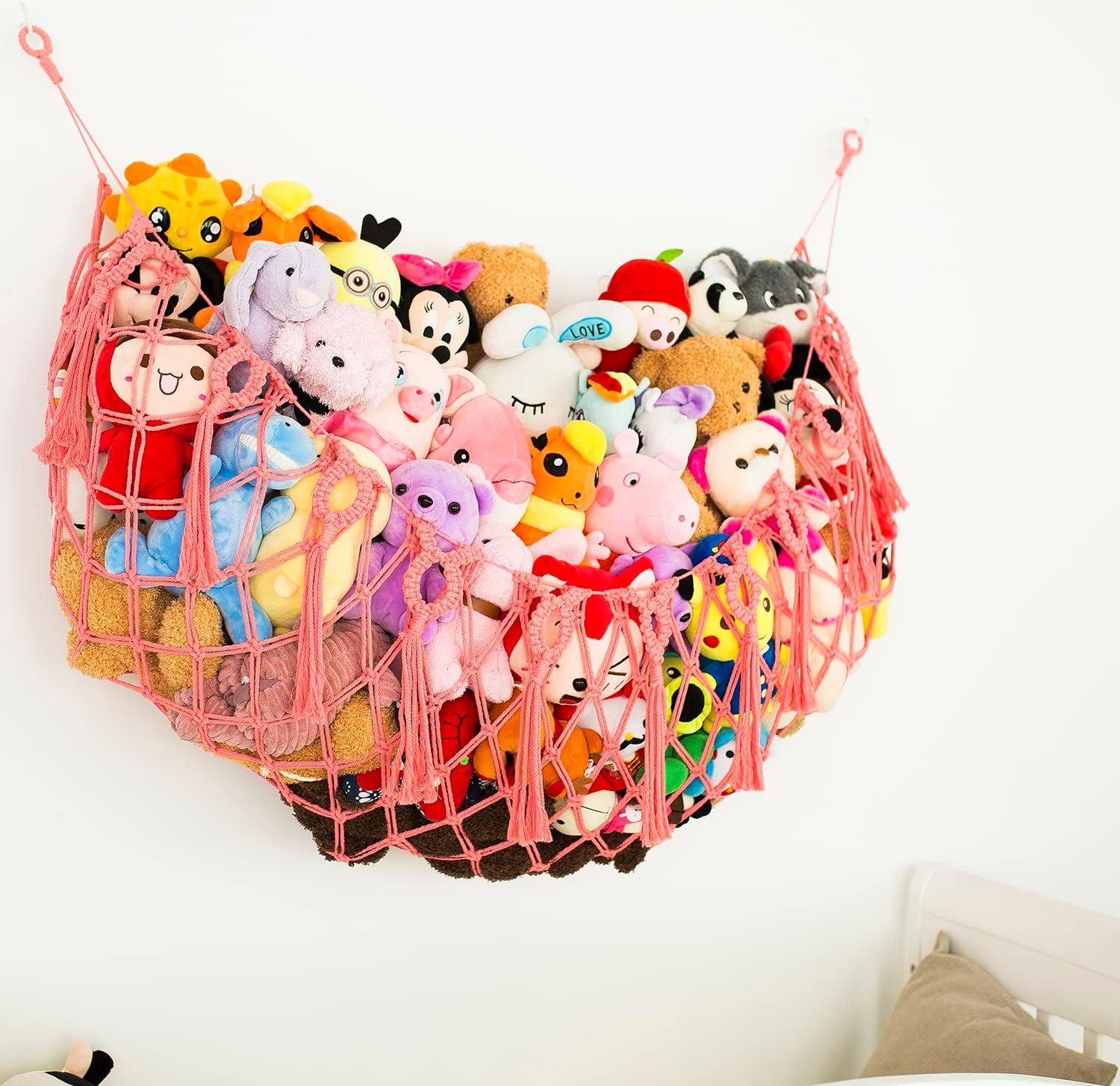 Thumbnail 2 de Diocos Pink Cotton Macrame Stuffed Animal Hammock for Wall Display