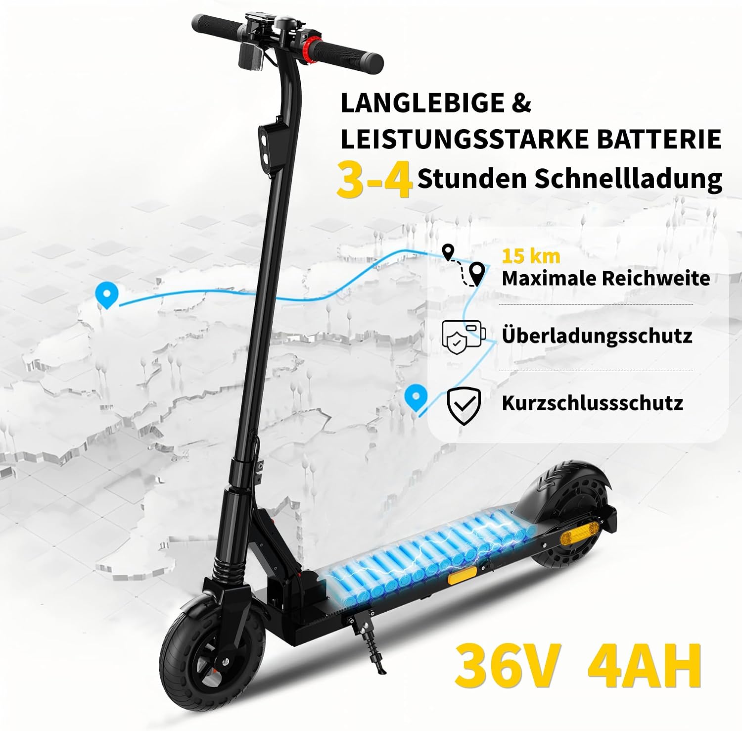 Detalle de QnQ E Scooter 2026 – 8 Zoll faltbarer Elektroroller mit 500 W für Jugendliche
