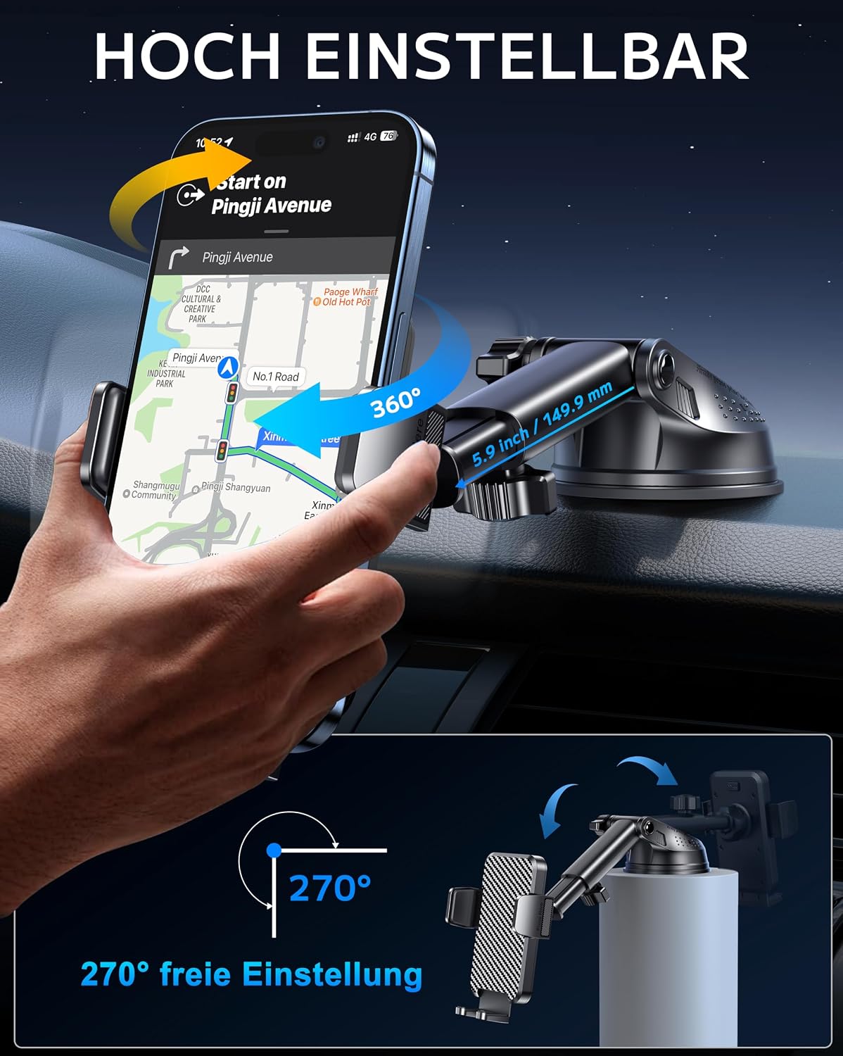 Thumbnail 4 de BIPOPIBO Handyhalterung Auto 9,4–15 cm 360°