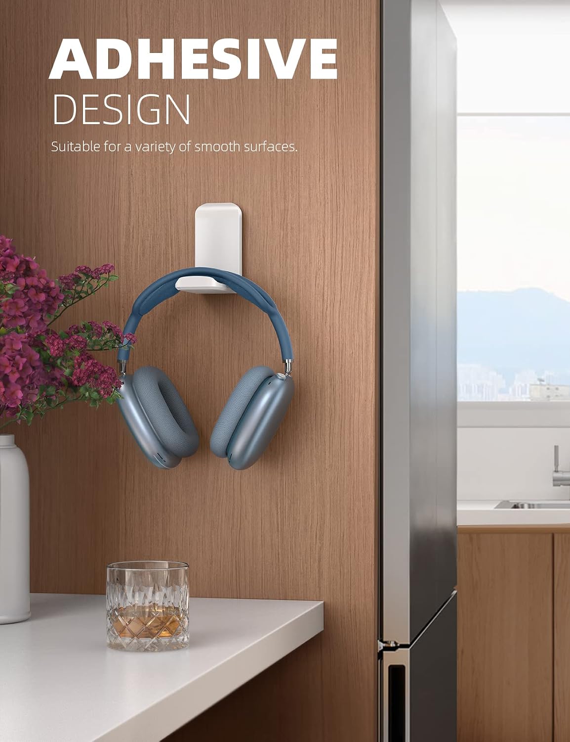 Detalle de Lamicall magnetische, faltbare Kopfhörerhalterung mit Klebeband (weiß) – universal für Over-Ear & Gaming-Headsets