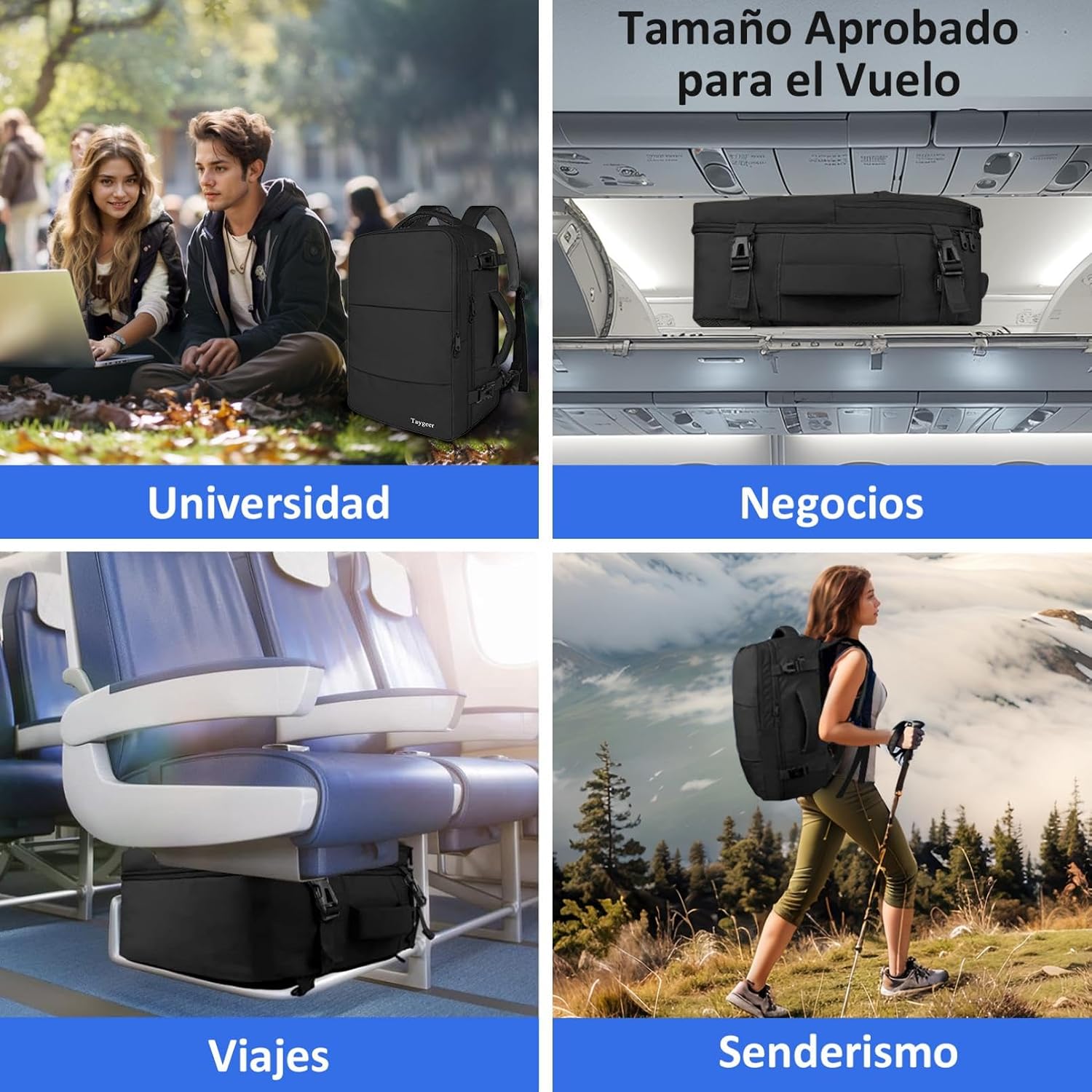 Thumbnail 6 de Taygeer Mochila 45x36x20 para cabina de avión con carga integrada y gran capacidad