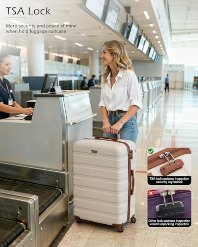 Detalle de COOLIFE 20 Inch Carry On Suitcase for EasyJet – Durable ABS+PC Hard Shell with Smooth 360° Wheels