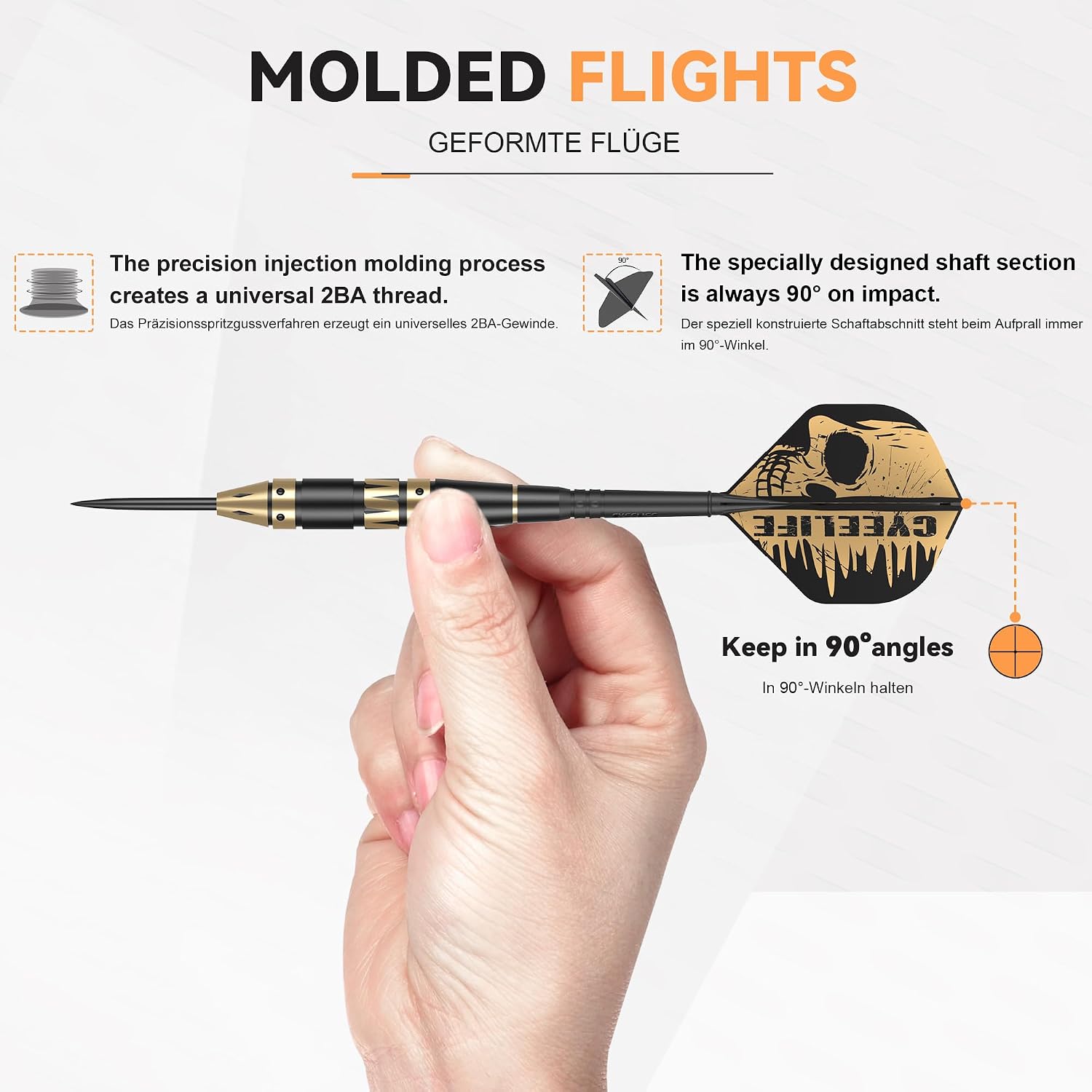 Detalle de CyeeLife stalen darts van 24 g met messing barrels, skeletflights en koffer