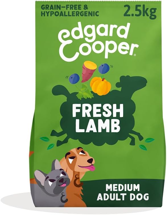Edgard & Cooper Crochette Cani Adulti Senza Cereali conAglietto di Agnello Fresco 2.5kg – Nutrizione ipoallergenica per taglia Medium