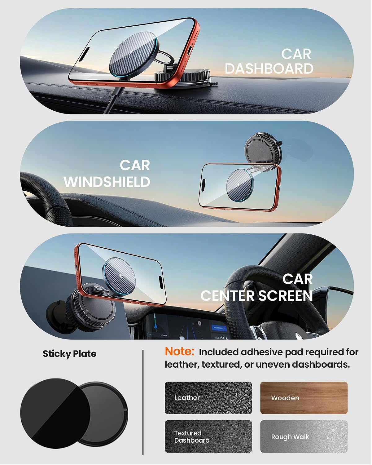 Thumbnail 4 de MagSafe Car Mount Charger 15W: Ultra‑Strong Magnetic Wireless Car Charger with 360° Flexibility