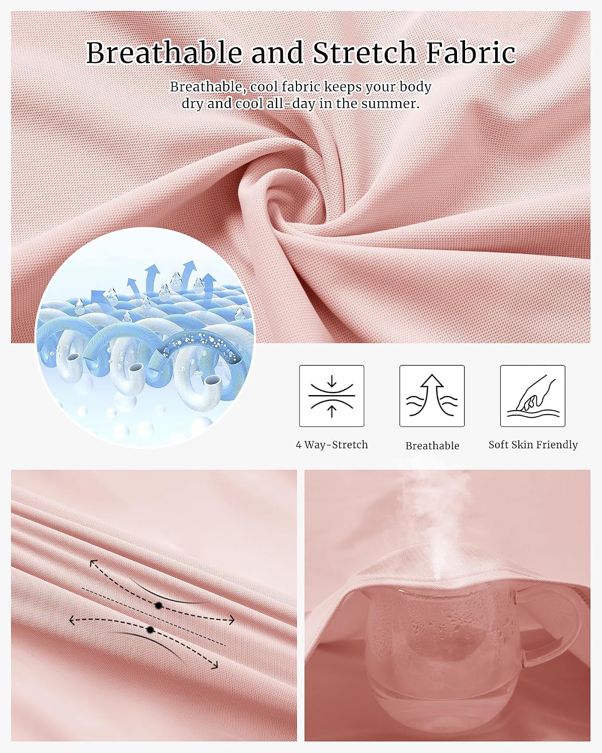 Detalle 2 de 33,000ft Damen Poloshirt Golf Shirt – UV-Schutz, Feuchtigkeitsmanagement & Schnelltrocknend