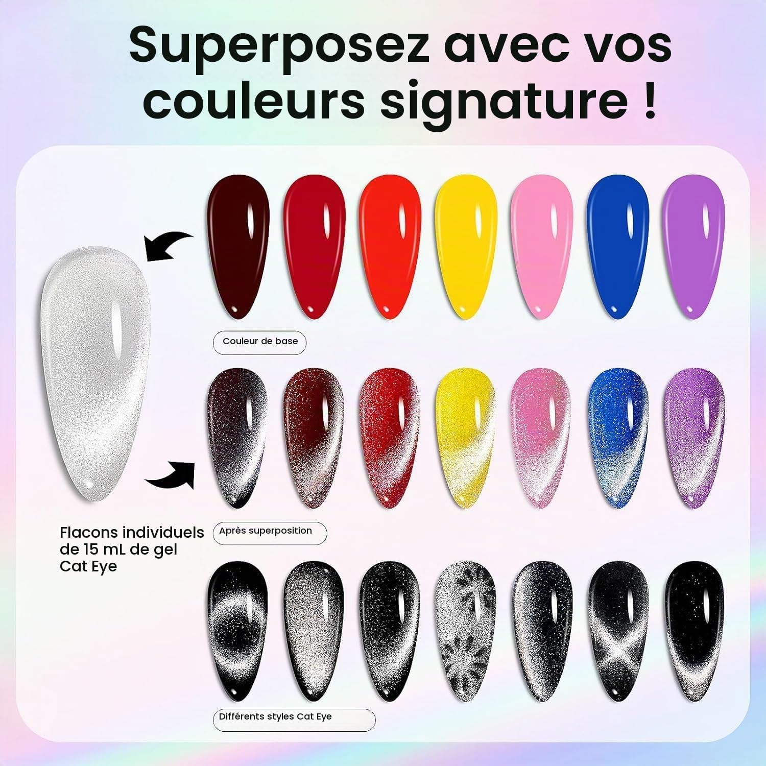 Thumbnail 6 de Beetles Star Cascade BT-CL755US kattenoog-gelnagellak zilverglitter 15 ml