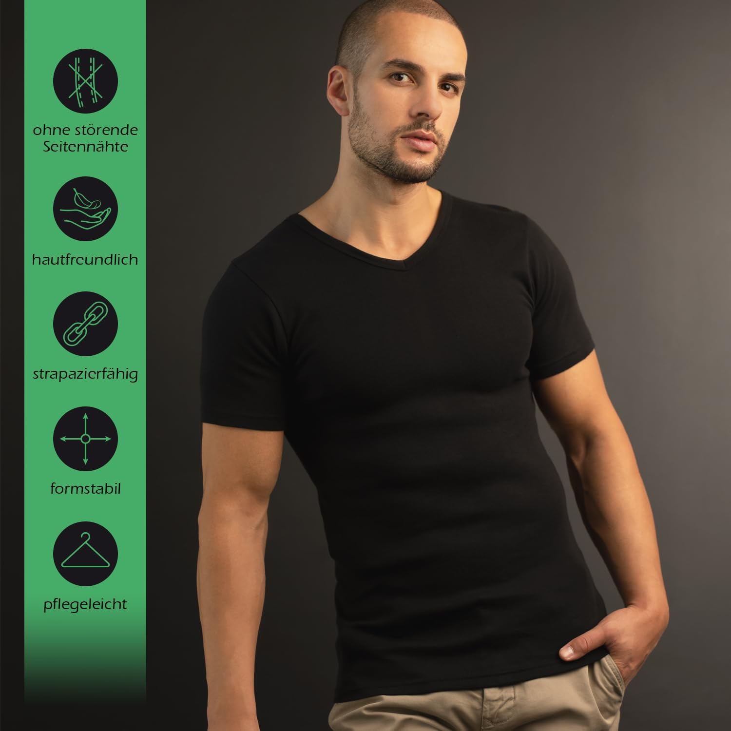 Detalle 1 de Celodoro Men's Business V-Neck T-Shirt, Fine-Rib Combed Cotton Undershirt