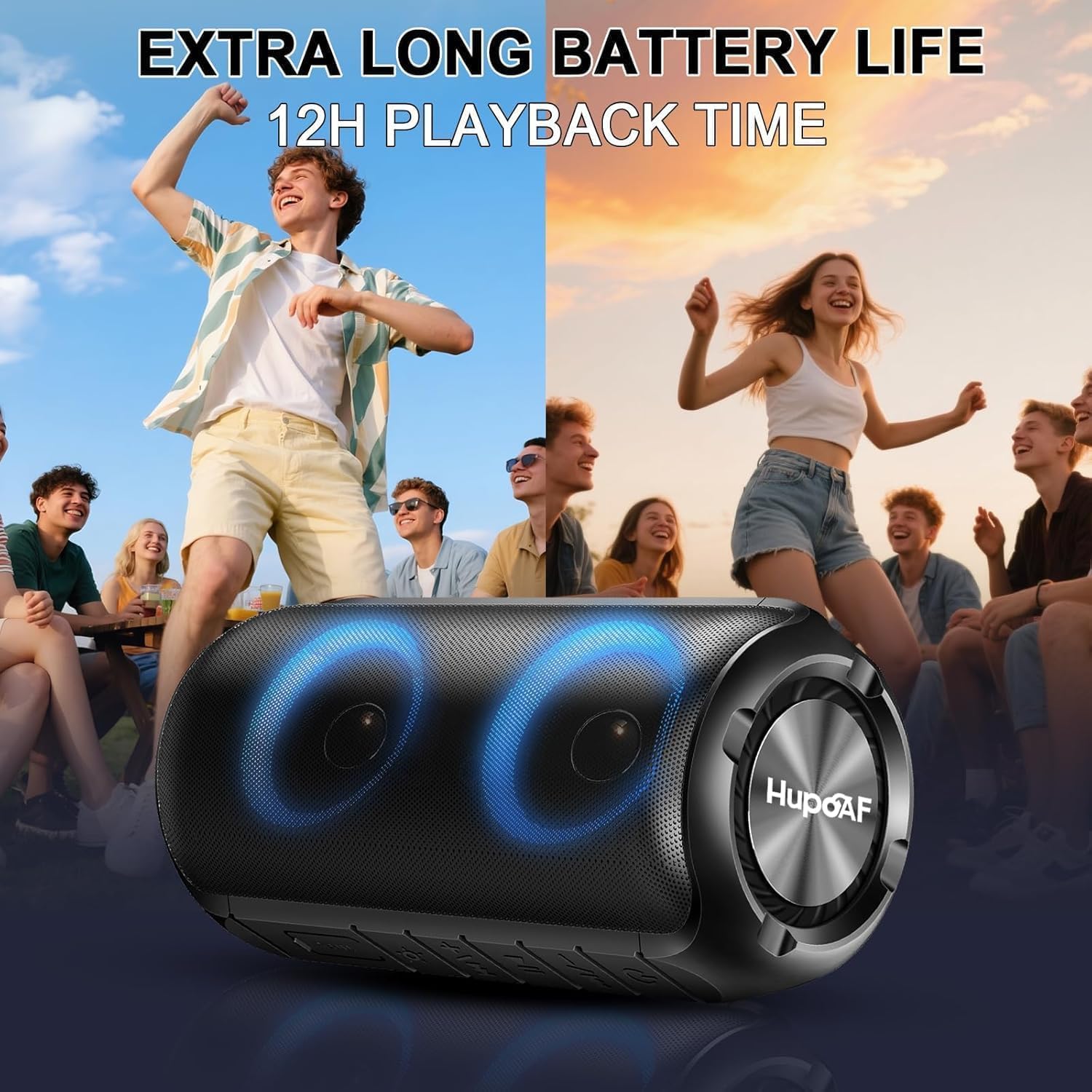 Thumbnail 5 de Bluetooth Lautsprecher mit Licht – tragbare 20W Musikbox (2×52 mm, Bluetooth 5.3, IPX7) für Reise, Party & Strand