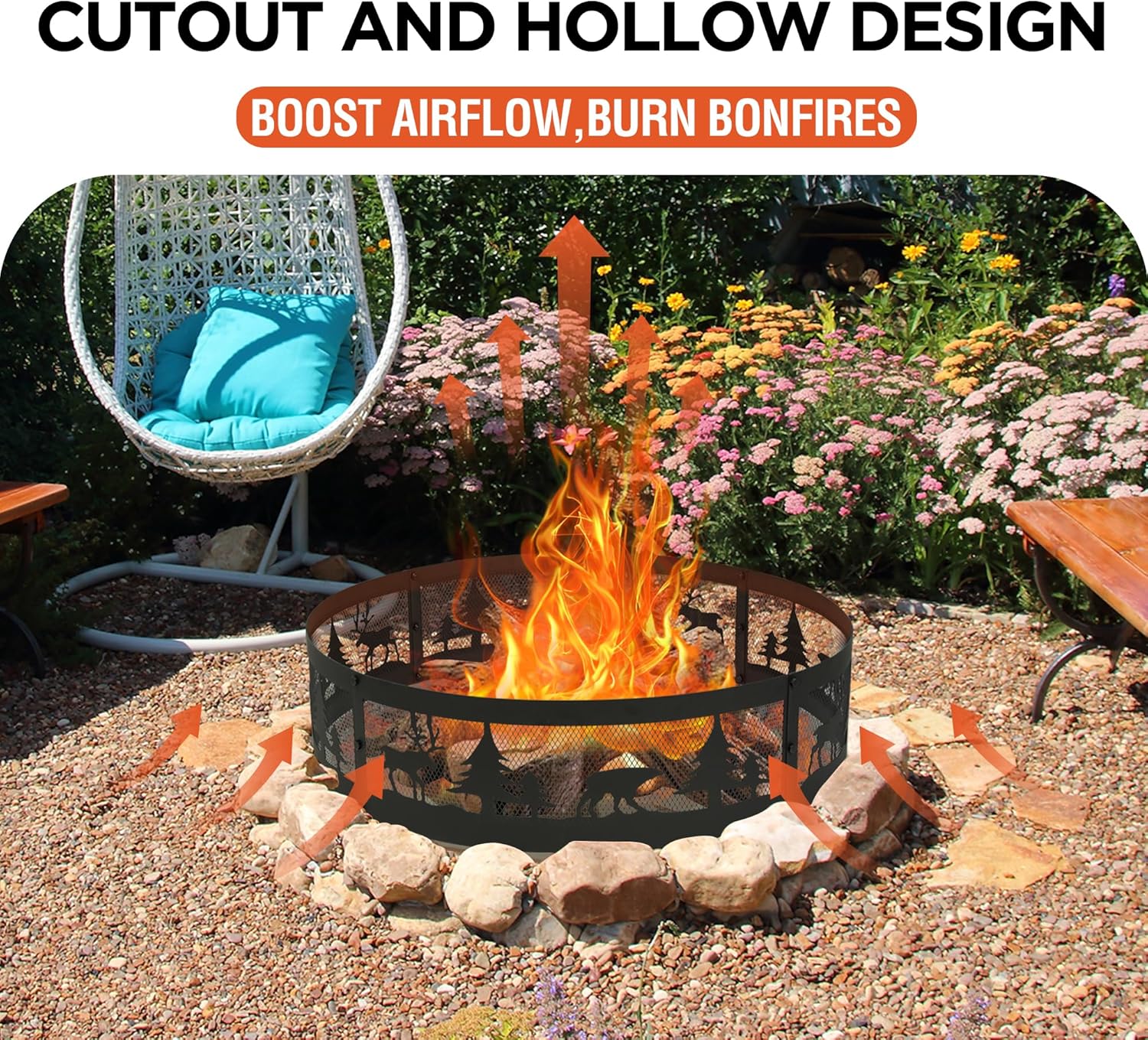 Thumbnail 3 de Red Mountain Valley 36 Inch Fire Pit Ring with Forest Wildlife Design