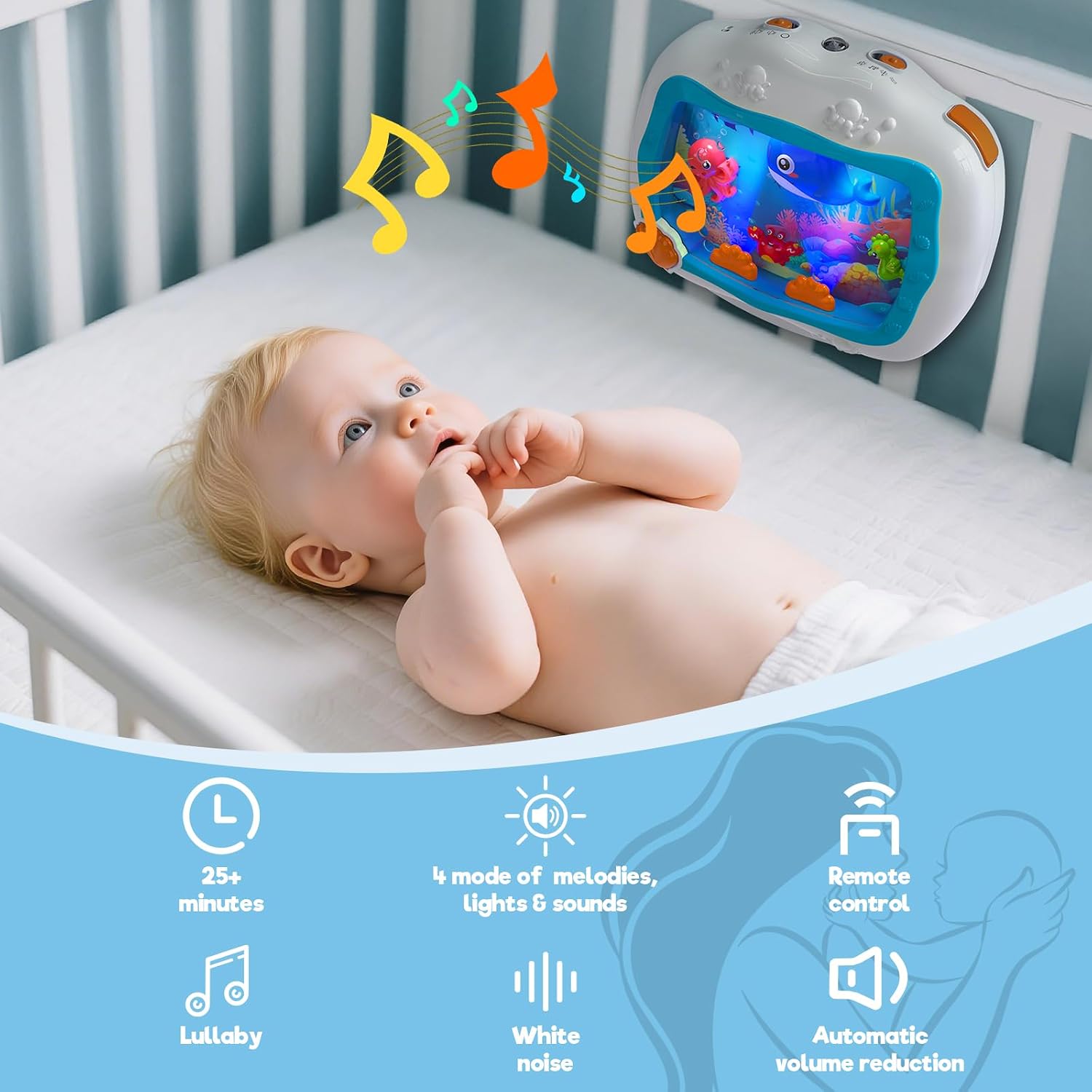 Detalle 2 de Cheffun CHF-001 Baby Sleep Soother with Moving Sea Animals, Light & Sound