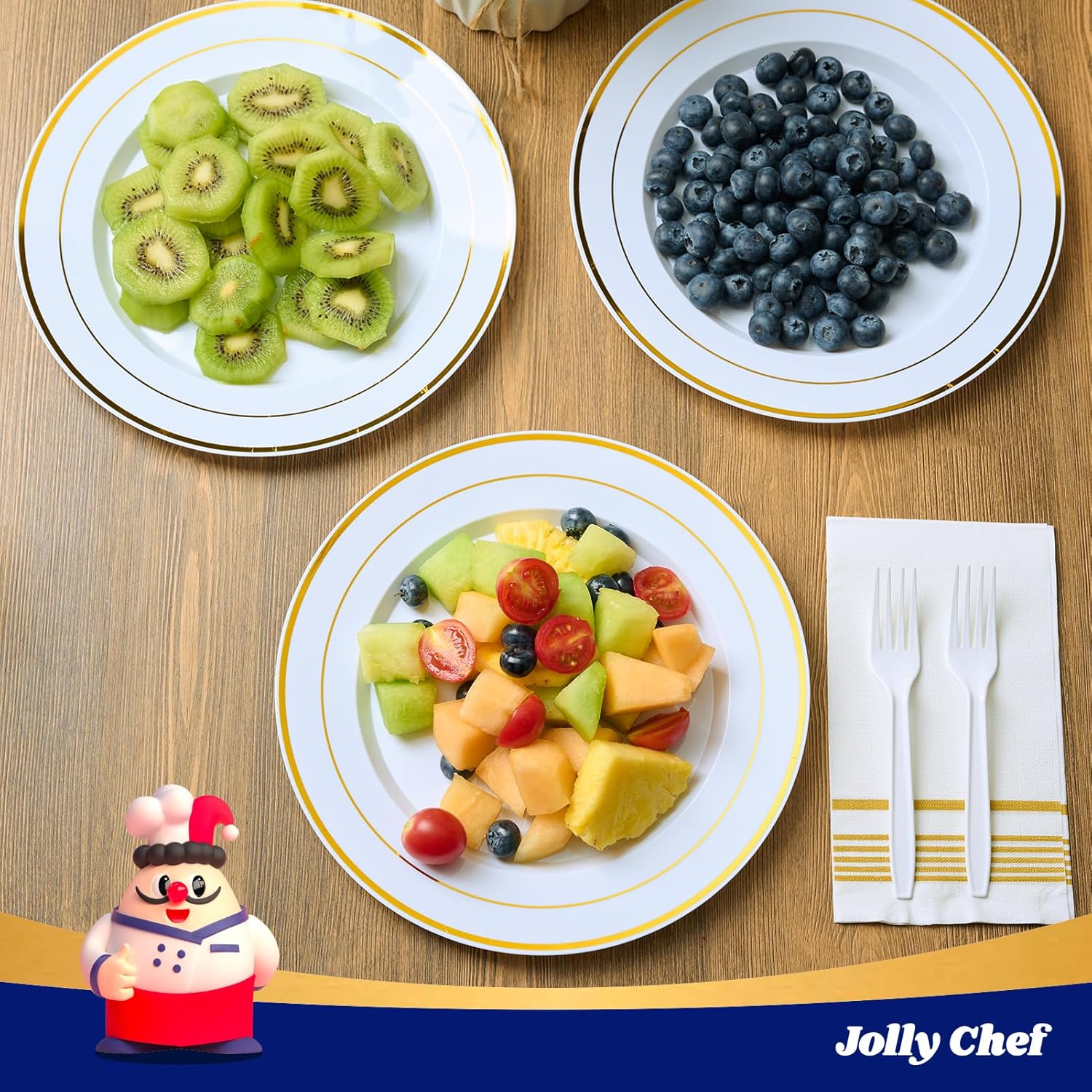 Thumbnail 2 de JOLLY CHEF Gold Plastic Plates 10 Inch 🍽️