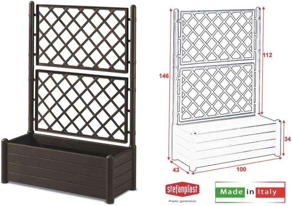 Thumbnail 1 de HERSTERA 10014400 Planter with Trellis in Dark Brown — 100 x 43 x 142 cm
