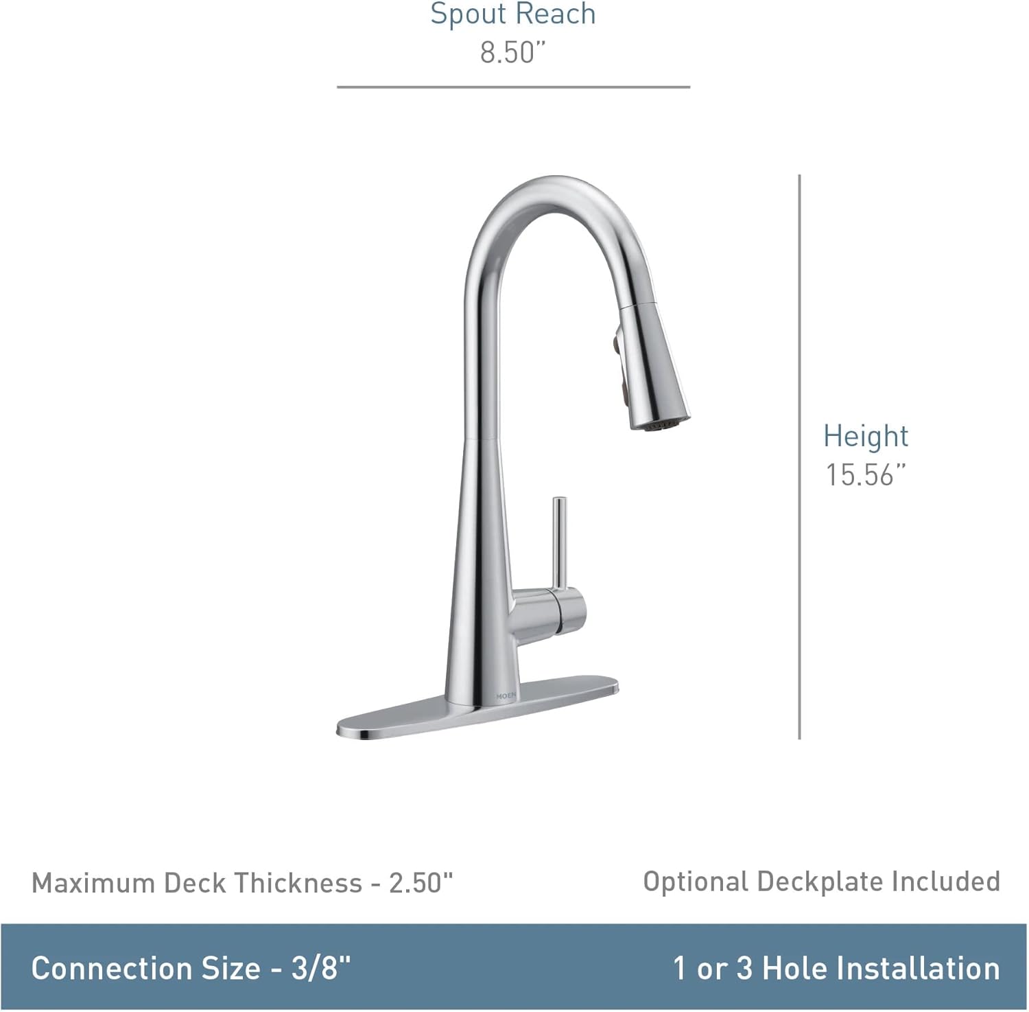 Detalle de Moen Sleek 7864SRS Kitchen Faucet with PowerBoost ๐ฐ