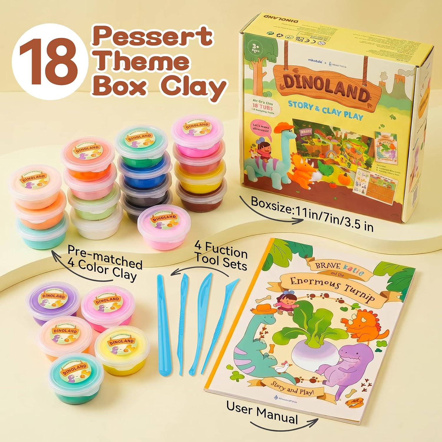 Detalle 2 de Air Dry Clay Kit for Kids, 18 Tubs