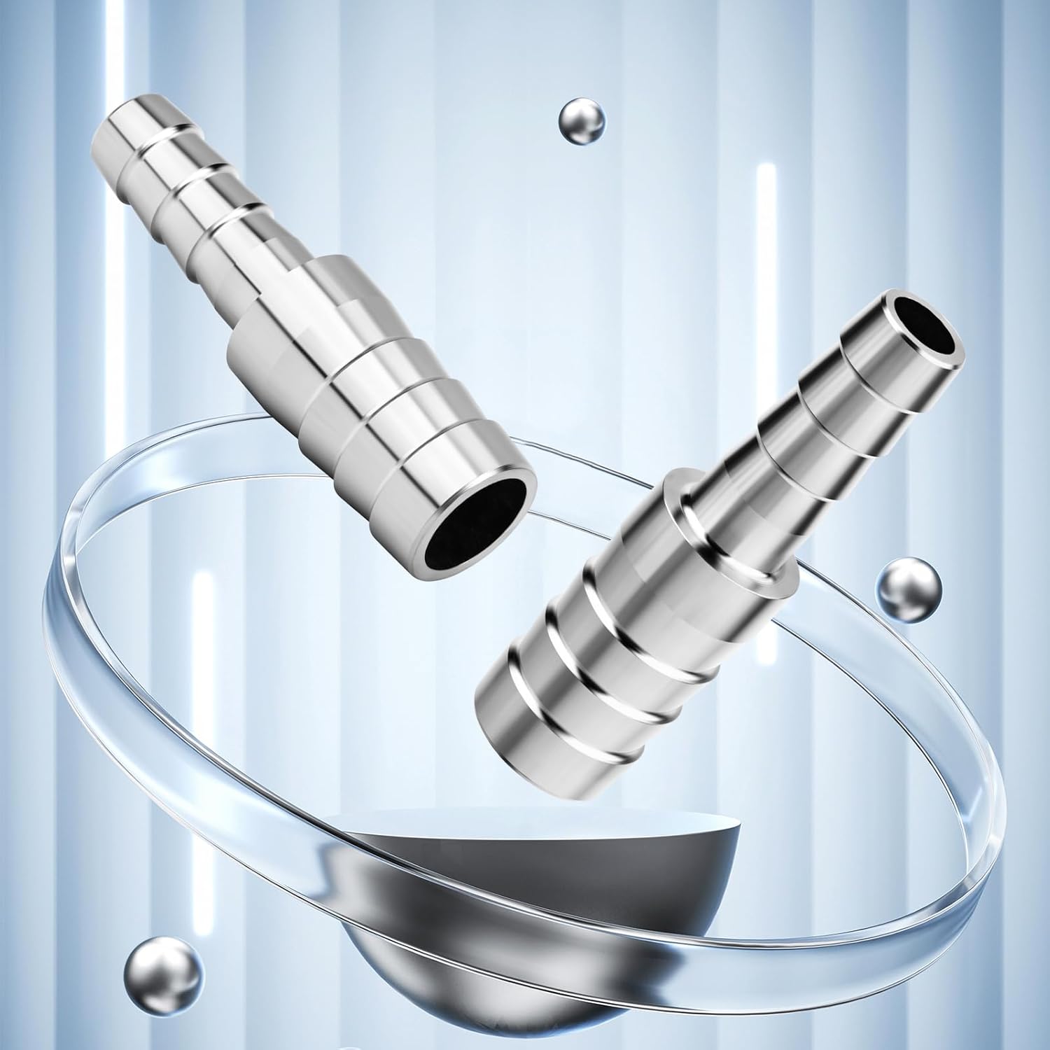 Detalle de ERGAOBOY 5-Pack 304 Stainless Steel Hose Barb Adapter (15mm to 8mm) for Water, Air & Fluid Connections