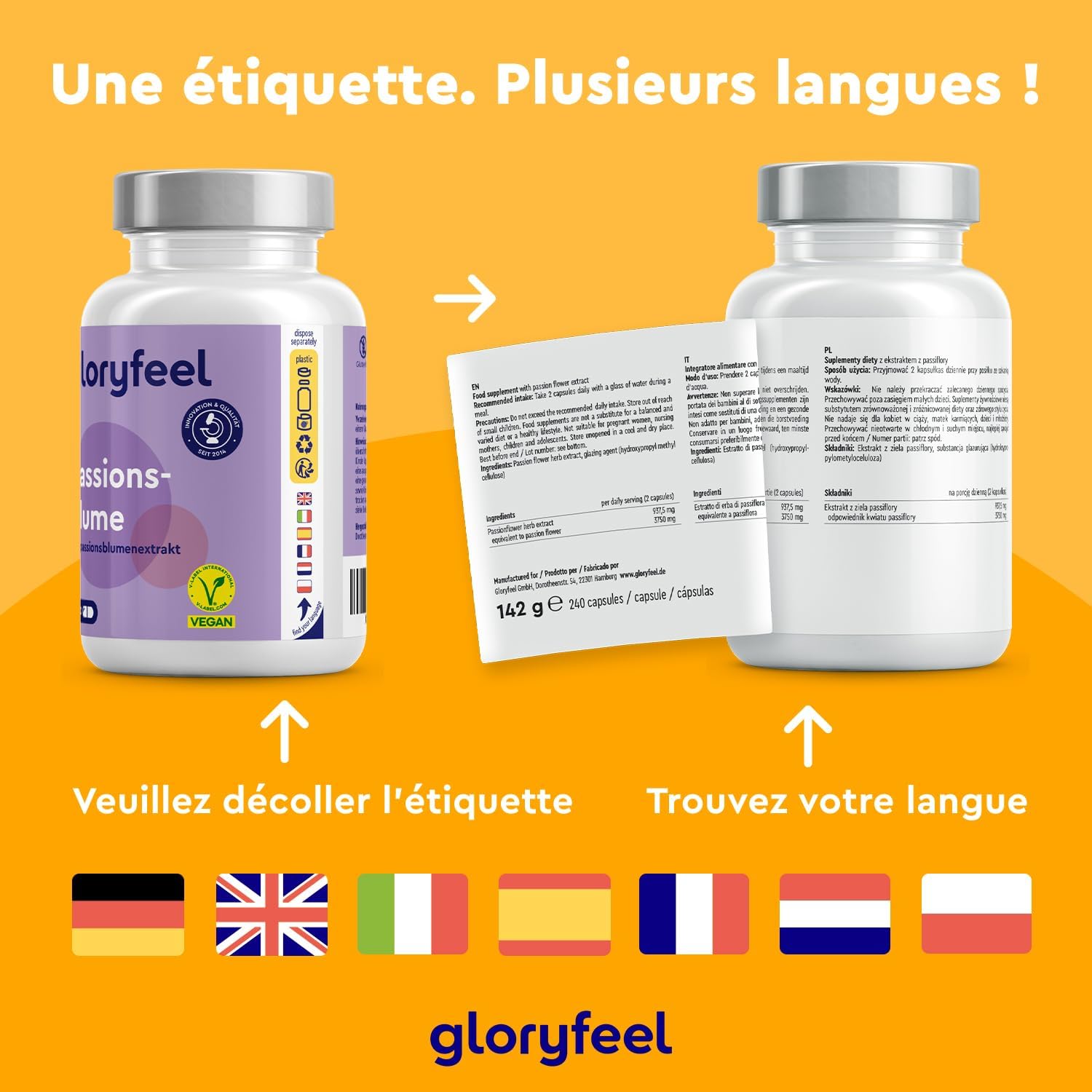 Detalle de Extrait de Passiflore 5:1 937,5 mg – 240 capsules végétaliennes (approvisionnement 4 mois)