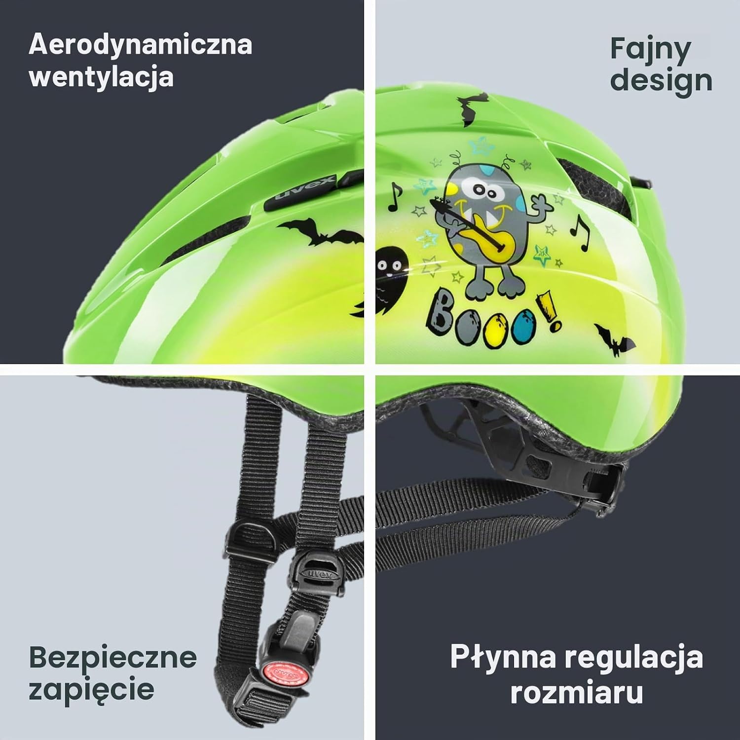 Detalle de Uvex Kid 2 – lekki kask rowerowy dla dzieci, 46–52 cm, regulowane paski