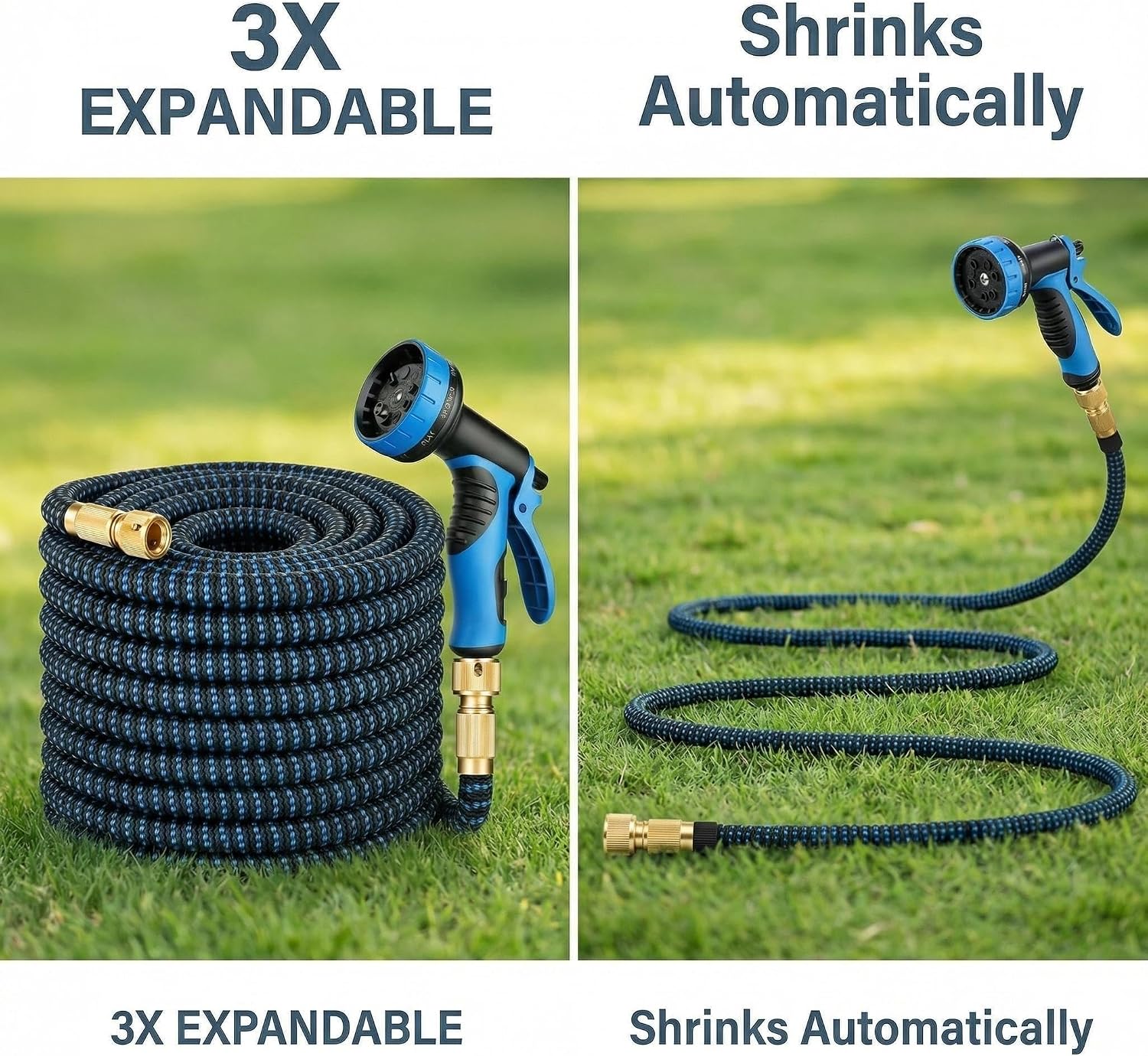 Thumbnail 4 de Hose Pipe with 10-Pattern Spray Gun, 75ft Expandable Garden Hose with Brass Connectors