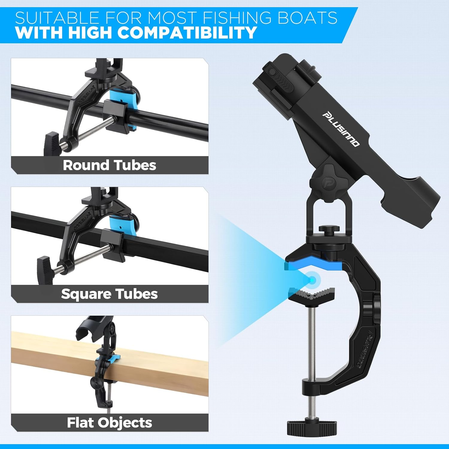 Thumbnail 6 de PLUSINNO Fishing Rod Holder (1/2/4 Pack): Innovative Dual-V Design for Boat Use