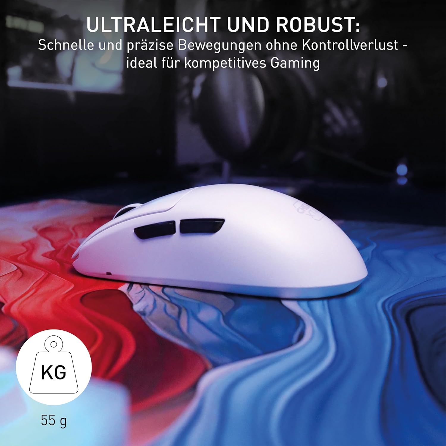 Detalle de CHERRY XTRFY M68 Pro Wireless – ultraschnelle kabellose Gaming-Maus (Weiß, 55 g)
